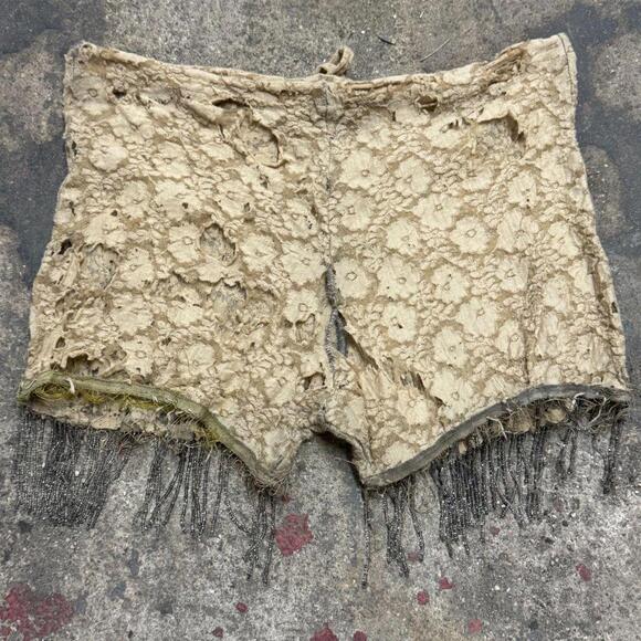 20s Antique Lace Beaded Fringe Tap Shorts Flapper Boudoir Stage Costume - Picture 4 of 8